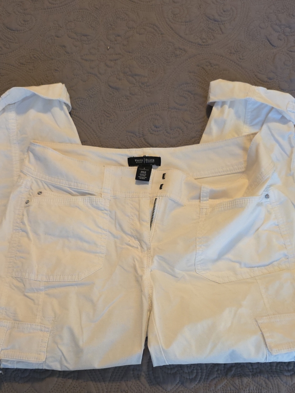 White House Black Market White Mid-Rise Cargo Crop